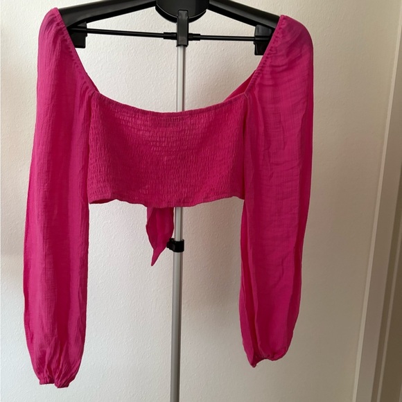 Petal & Pup Fuchsia Puff Sleeve Blouse - Picture 2 of 5